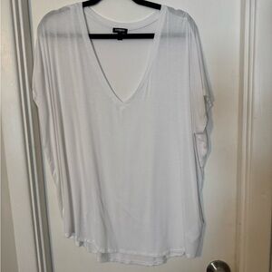 Express Women's White V-Neck Top size large